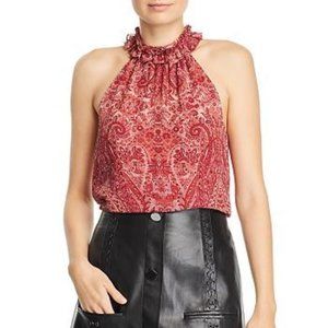 NWT Ramy Brook Paisley Silk Loretta High-Neck Top Small